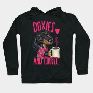 Cute funny doxie drinking coffee Dachshund fur baby java cup of tee Hoodie